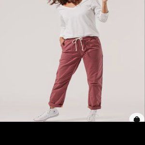 Pact woven twill roll-up pants, pink, XS